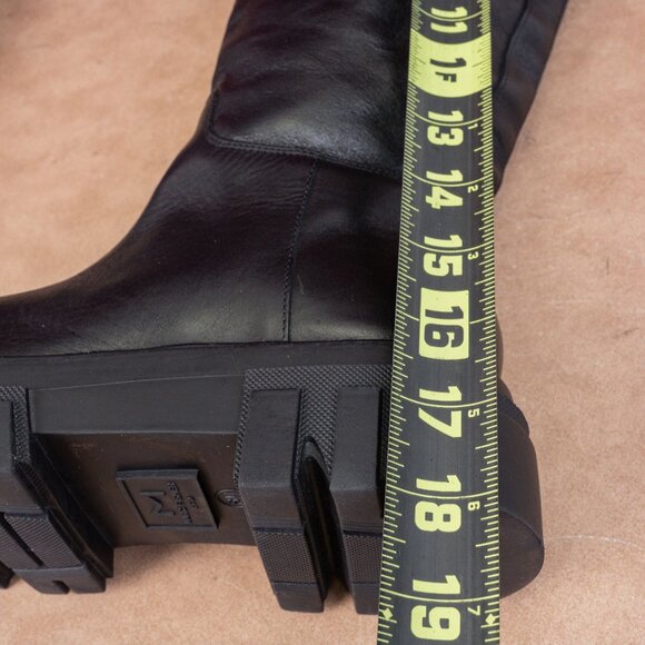 Marc Fisher Women Malena Black Leather Platform Vintage Retro Lug Boots size 6 - Picture 8 of 10